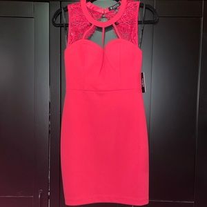 GUESS pink dress w sweetheart neckline & lace Sz 2